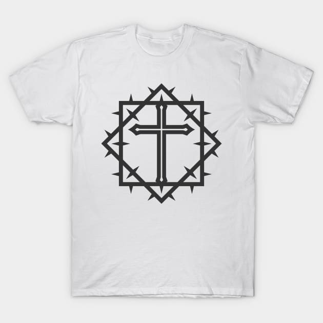 The cross of Jesus Christ framed with a crown of thorns T-Shirt by Reformer